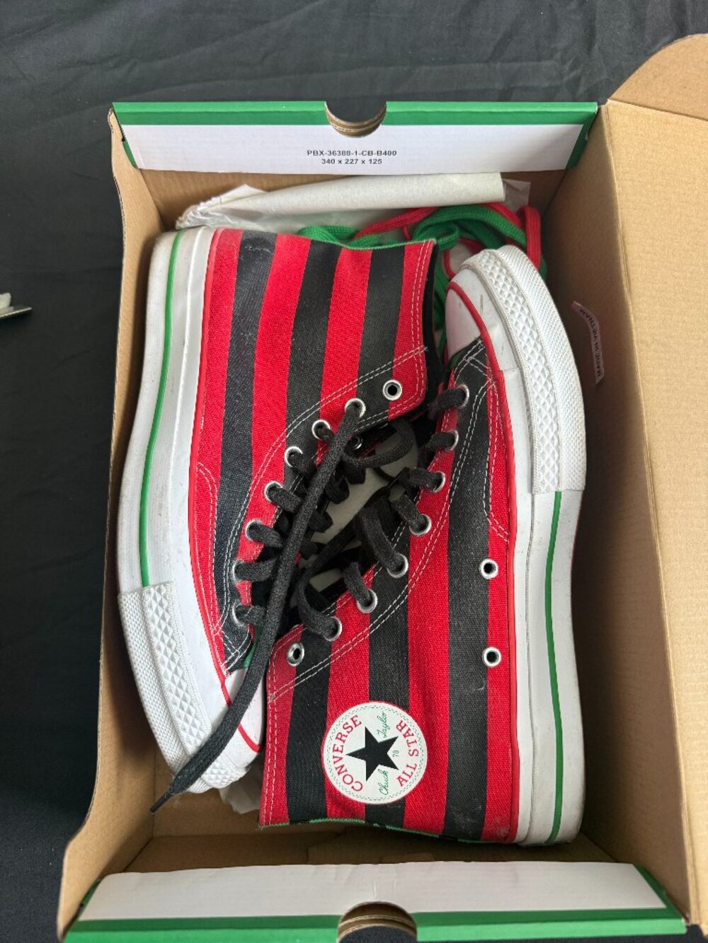 Converse Chuck 70 Hi Denim Tears Black Beauty Red Green Stripes Size 8.5